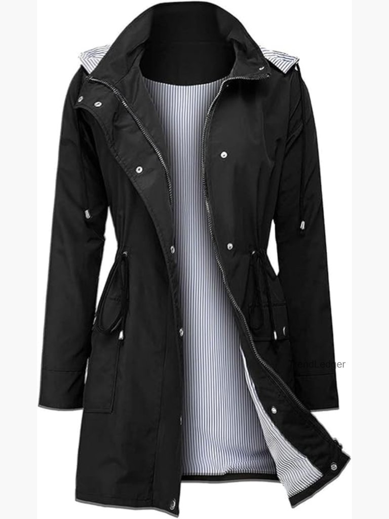 Lightweight Waterproof Rain Jacket With Hood Trench Coat For Women